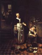 Nicolas Maes Interior with a Sleeping Maid and Her Mistress china oil painting reproduction